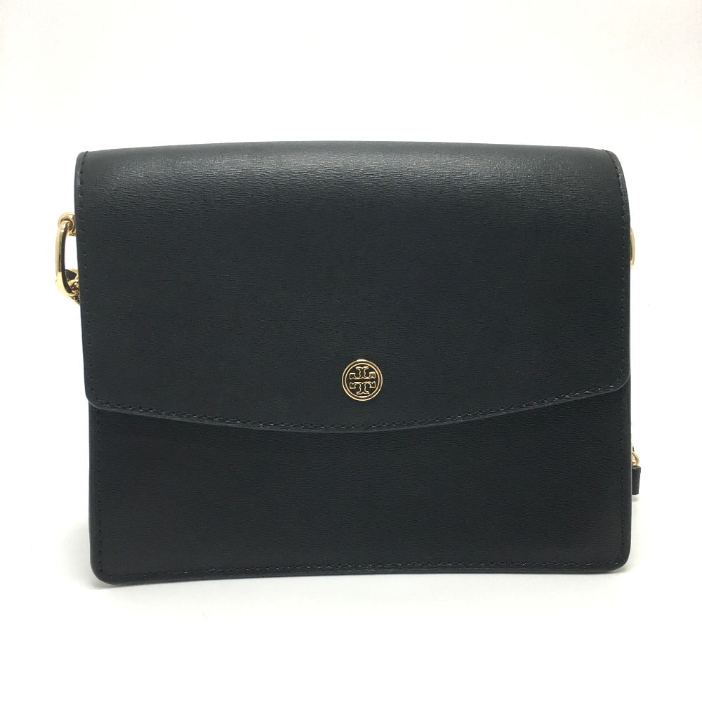 Tory Burch Logo Chain Bag Crossbody Shoulder Bag Leather Women's Black