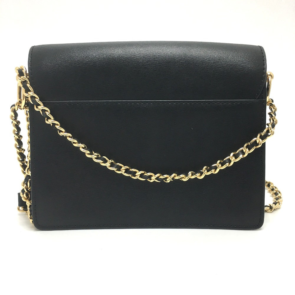 Tory Burch Logo Chain Bag Crossbody Shoulder Bag Leather Women's Black