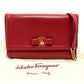 Salvatore Ferragamo Vara Ribbon Clutch Bag, 2-Way Pochette Shoulder Bag, Leather, Women's, Red