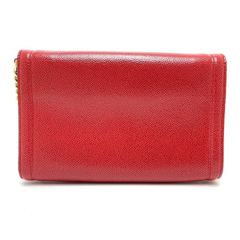 Salvatore Ferragamo Vara Ribbon Clutch Bag, 2-Way Pochette Shoulder Bag, Leather, Women's, Red