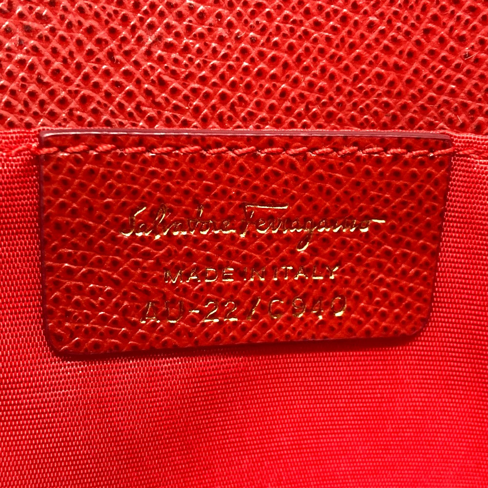 Salvatore Ferragamo Vara Ribbon Clutch Bag, 2-Way Pochette Shoulder Bag, Leather, Women's, Red