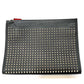 Christian Louboutin spiked studded Sky Pouch clutch bag in black leather.