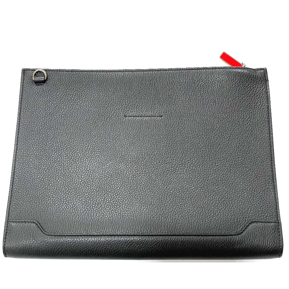 Christian Louboutin spiked studded Sky Pouch clutch bag in black leather.