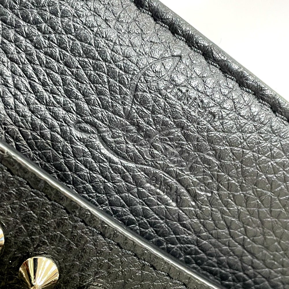 Christian Louboutin spiked studded Sky Pouch clutch bag in black leather.