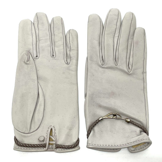 HERMES Jumbo Hook Motif Women's Gloves, Fashion Accessories, Leather Goods, Cold Weather Gear, Women's Leather Gloves, Gray
