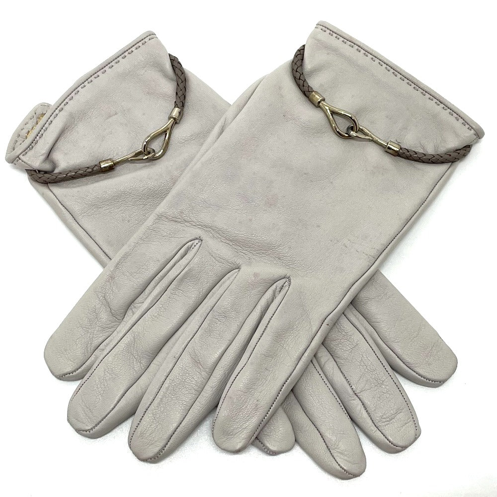 HERMES Jumbo Hook Motif Women's Gloves, Fashion Accessories, Leather Goods, Cold Weather Gear, Women's Leather Gloves, Gray