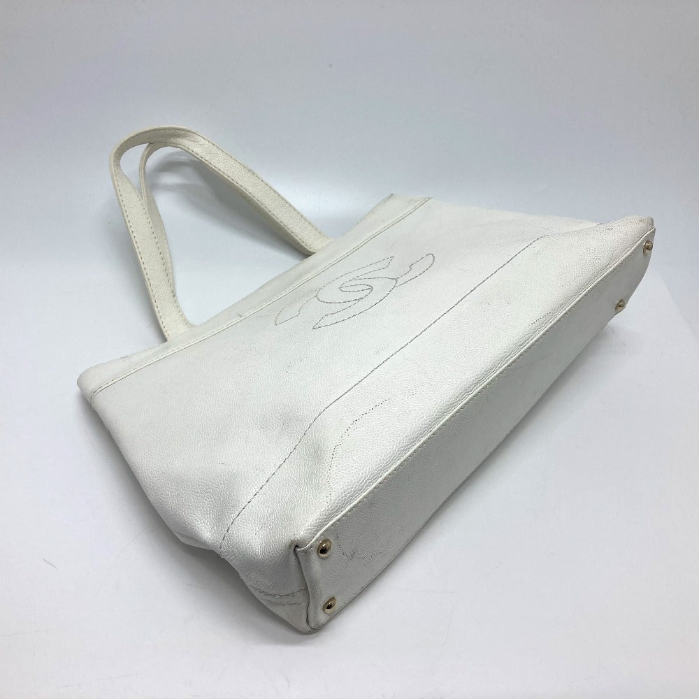 CHANEL CC Coco Mark Handbag/Tote/Shoulder Bag in Caviar Leather, White