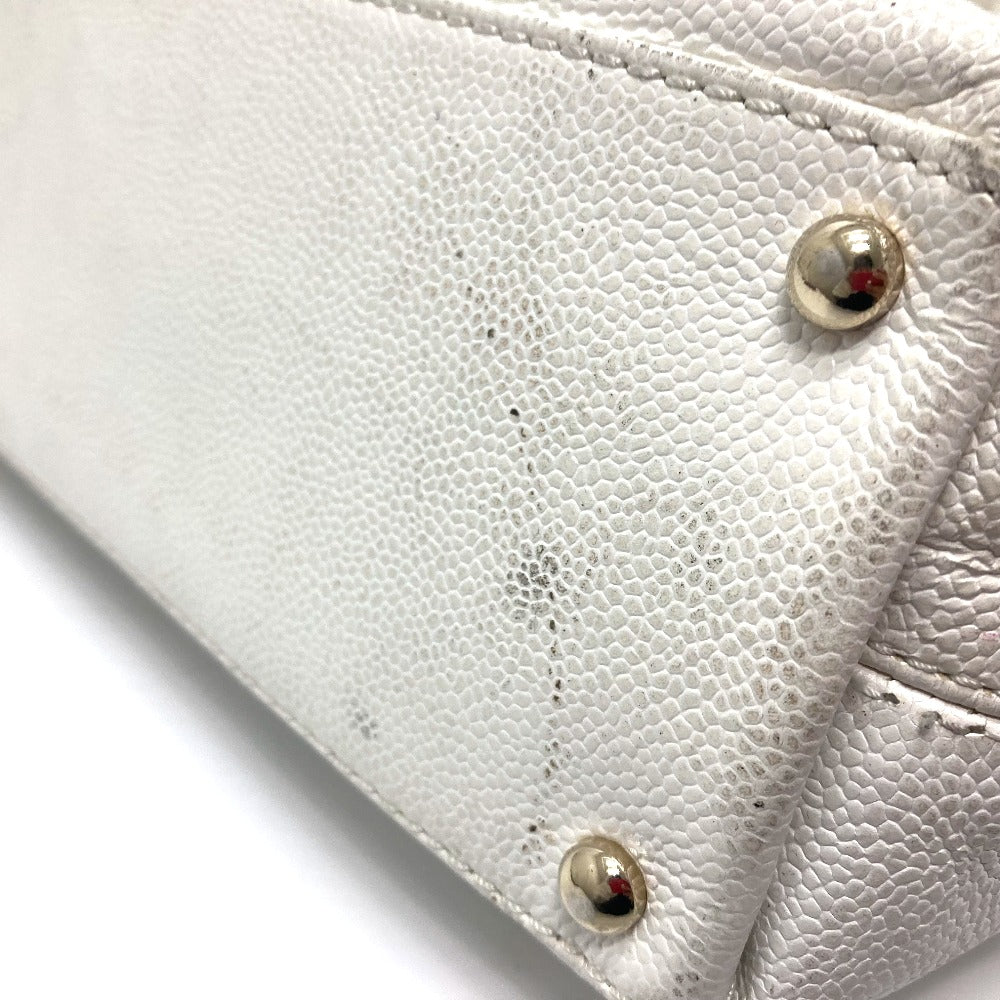 CHANEL CC Coco Mark Handbag/Tote/Shoulder Bag in Caviar Leather, White