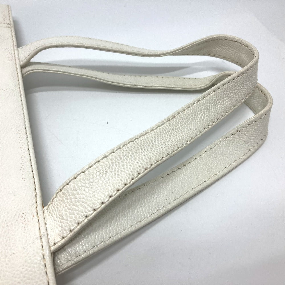 CHANEL CC Coco Mark Handbag/Tote/Shoulder Bag in Caviar Leather, White