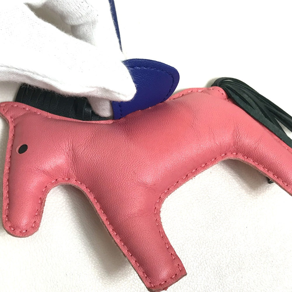 HERMES Horse Rodeo MM Bag Strap Charm by Anjo Milo Women's Rose Azalee x Electric Blue x Vert Chypre Pink x Blue x Gray