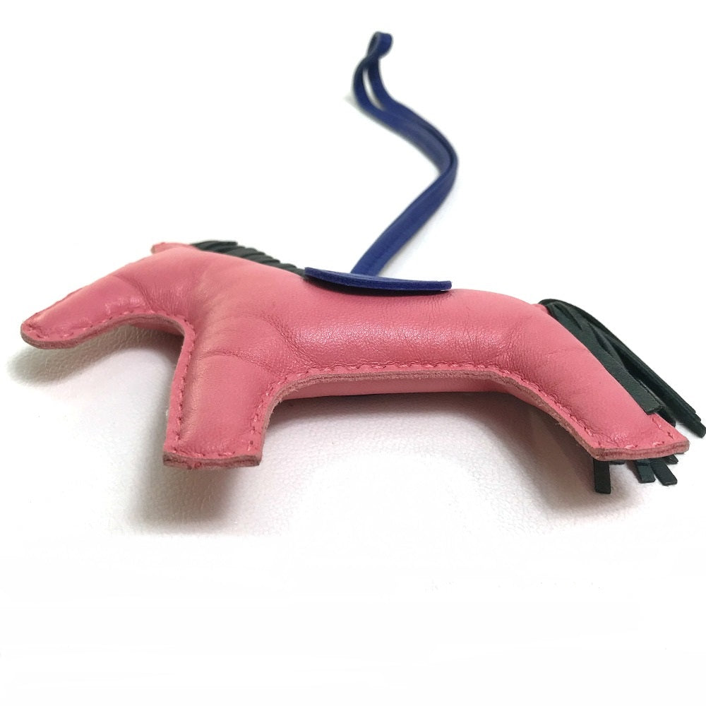 HERMES Horse Rodeo MM Bag Strap Charm by Anjo Milo Women's Rose Azalee x Electric Blue x Vert Chypre Pink x Blue x Gray