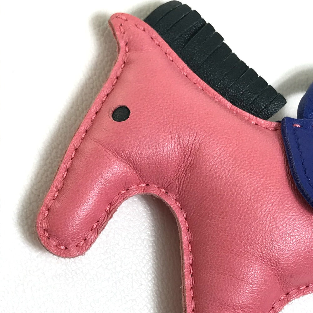 HERMES Horse Rodeo MM Bag Strap Charm by Anjo Milo Women's Rose Azalee x Electric Blue x Vert Chypre Pink x Blue x Gray