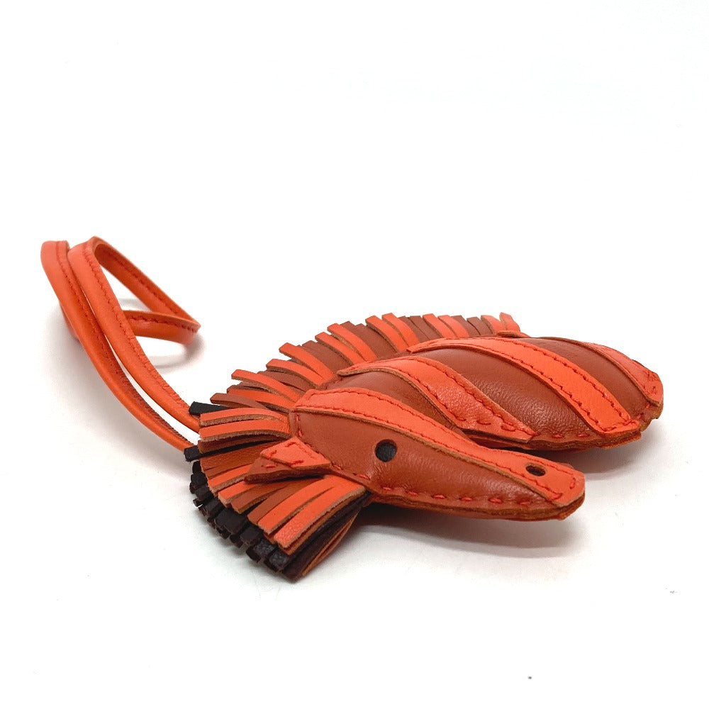 HERMES Zebra/Savannah Strap Bag Charm, Lambskin, Carnelian/Poppy/Serie Orange