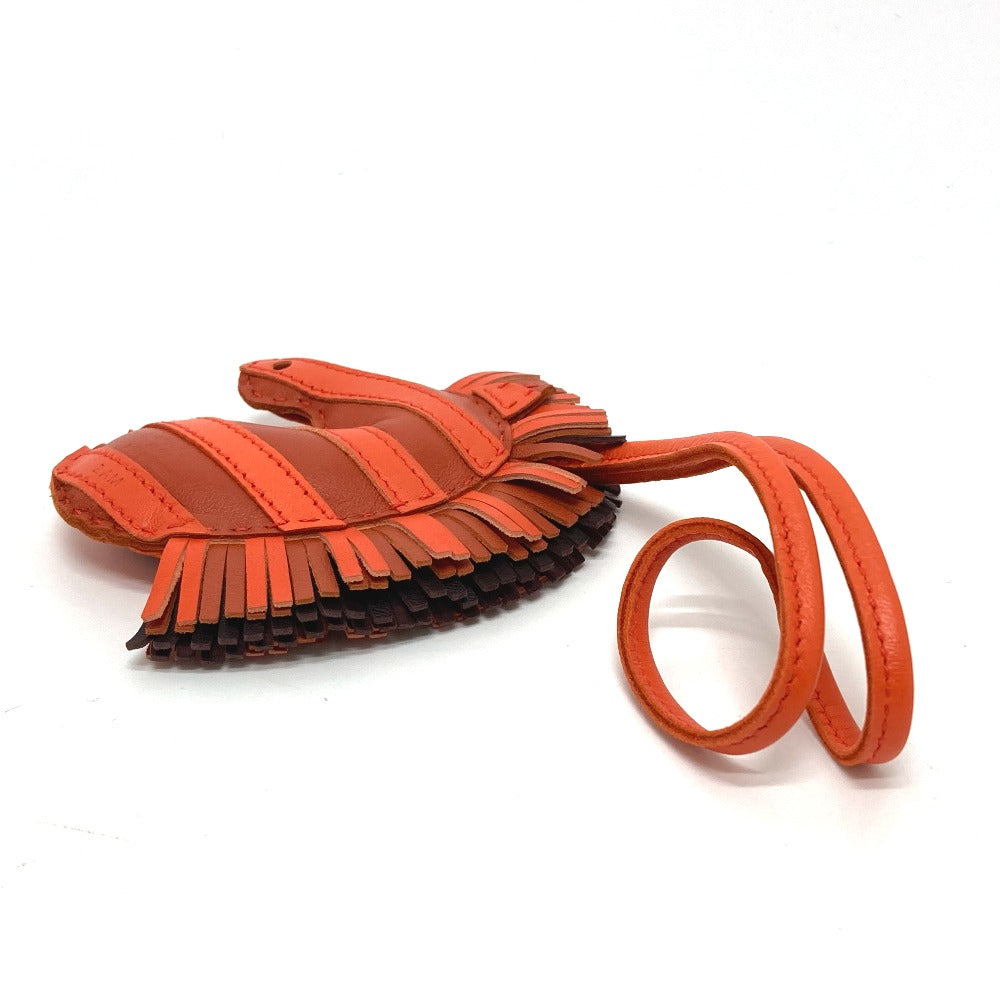HERMES Zebra/Savannah Strap Bag Charm, Lambskin, Carnelian/Poppy/Serie Orange