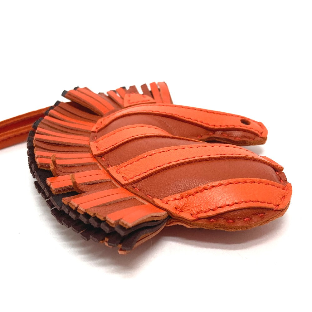 HERMES Zebra/Savannah Strap Bag Charm, Lambskin, Carnelian/Poppy/Serie Orange