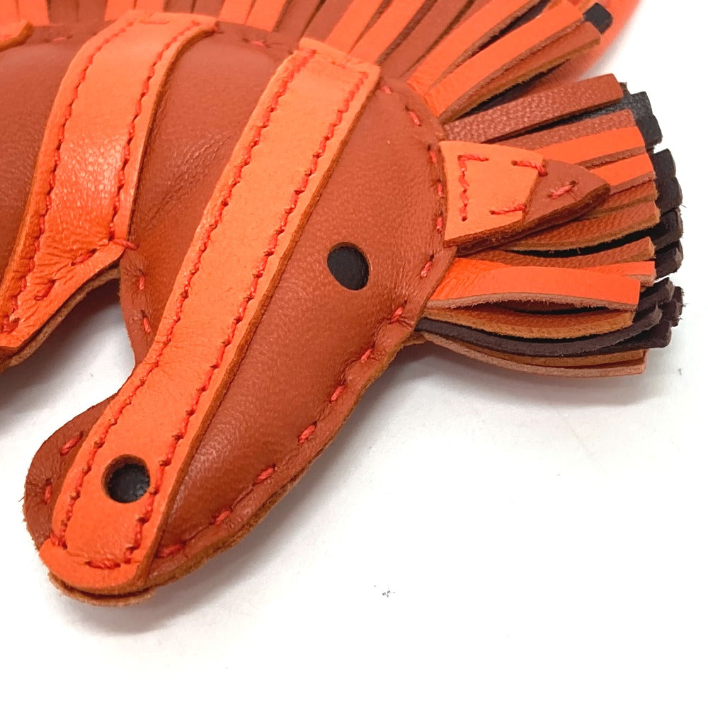 HERMES Zebra/Savannah Strap Bag Charm, Lambskin, Carnelian/Poppy/Serie Orange