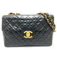 CHANEL A01094 CC Coco Mark Deca Matelasse 34 Double Chain Shoulder Bag in Lambskin, Black
