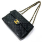 CHANEL A01094 CC Coco Mark Deca Matelasse 34 Double Chain Shoulder Bag in Lambskin, Black