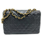 CHANEL A01094 CC Coco Mark Deca Matelasse 34 Double Chain Shoulder Bag in Lambskin, Black