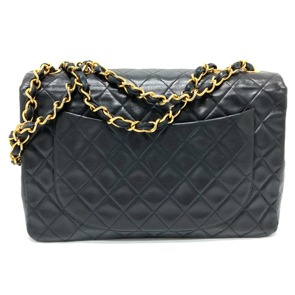 CHANEL A01094 CC Coco Mark Deca Matelasse 34 Double Chain Shoulder Bag in Lambskin, Black