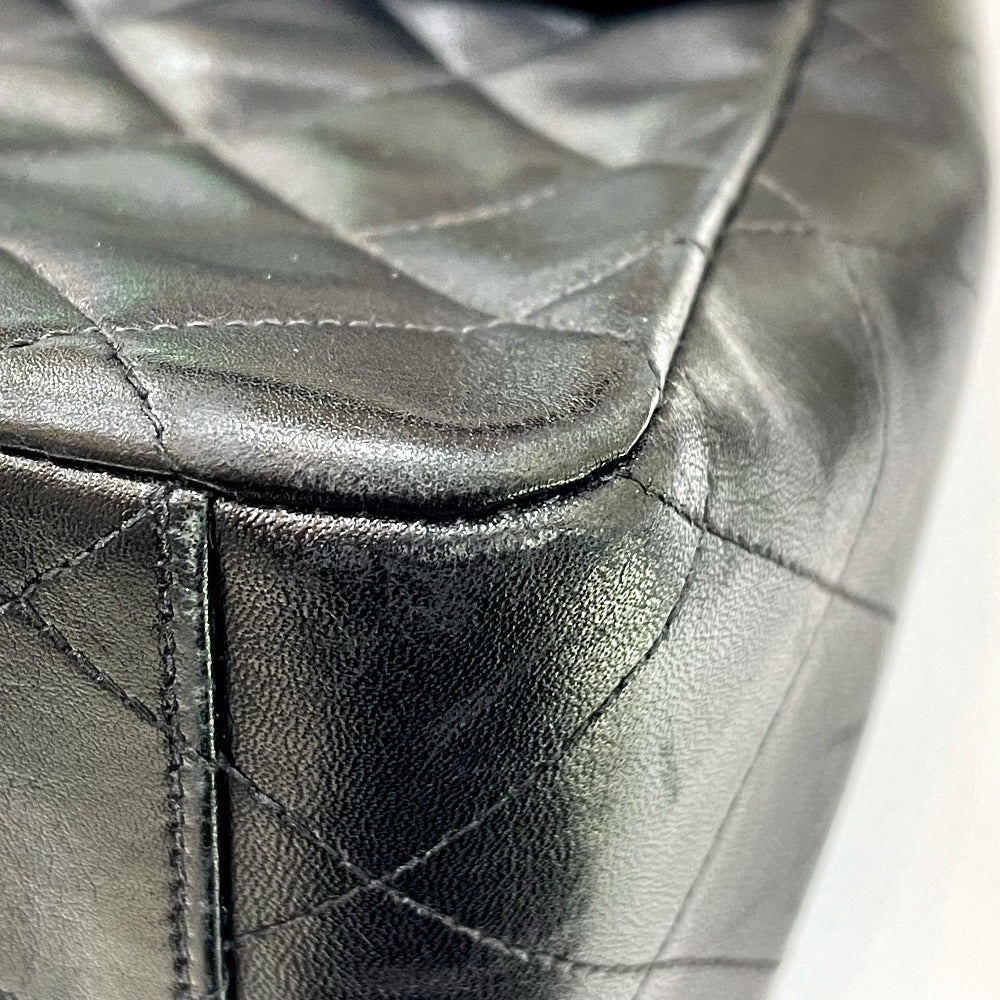 CHANEL A01094 CC Coco Mark Deca Matelasse 34 Double Chain Shoulder Bag in Lambskin, Black