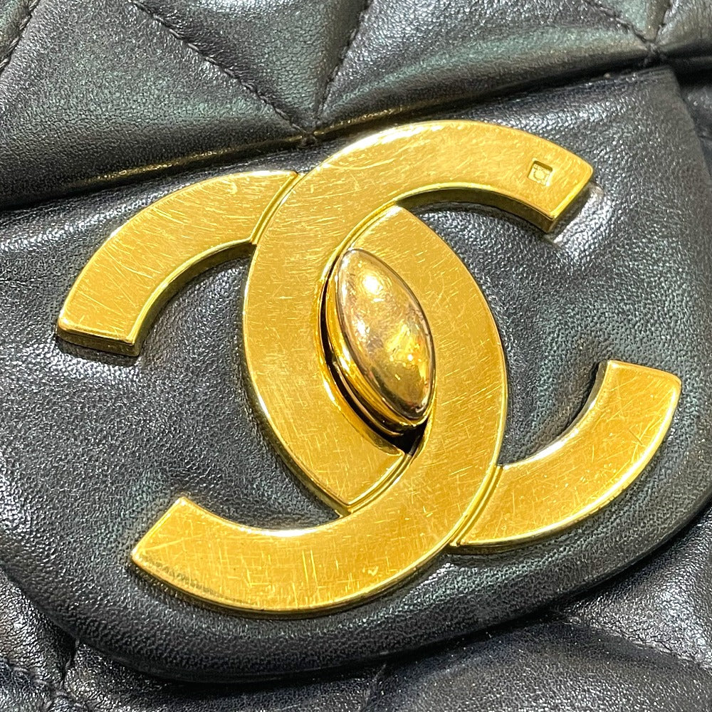 CHANEL A01094 CC Coco Mark Deca Matelasse 34 Double Chain Shoulder Bag in Lambskin, Black