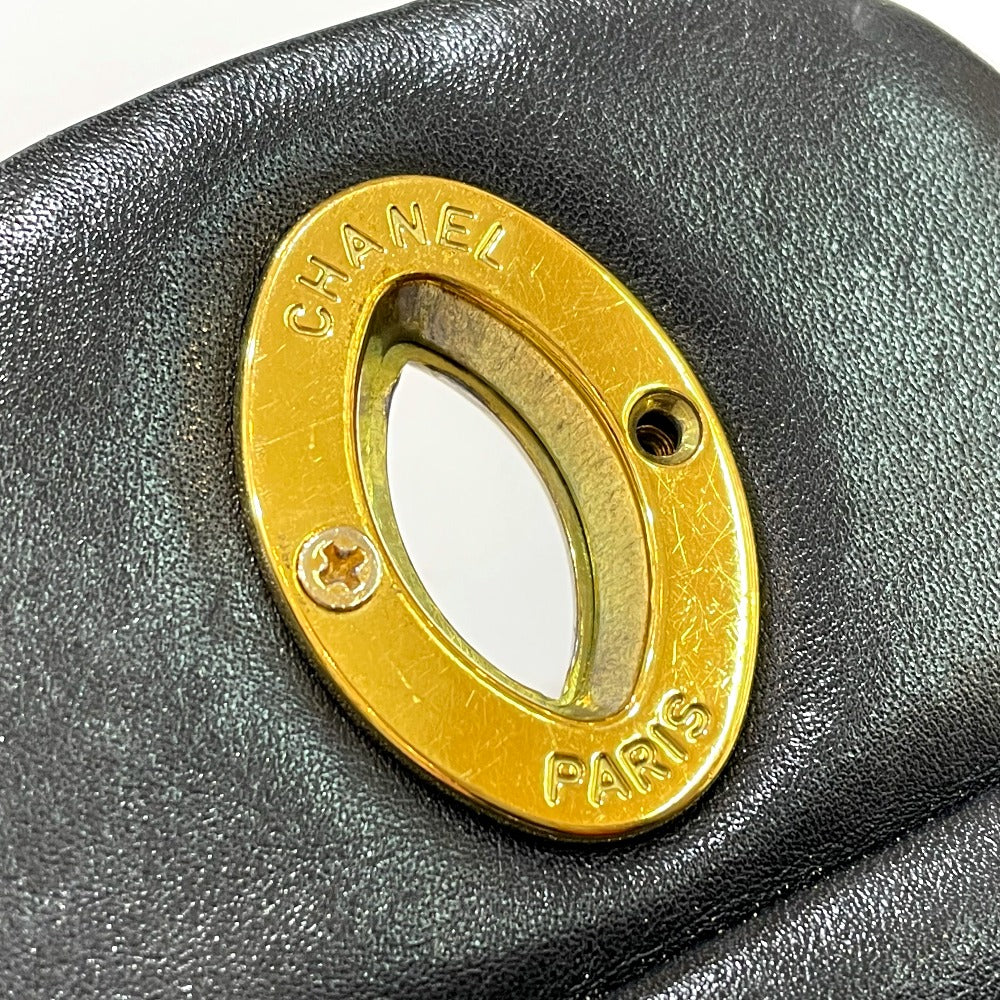 CHANEL A01094 CC Coco Mark Deca Matelasse 34 Double Chain Shoulder Bag in Lambskin, Black