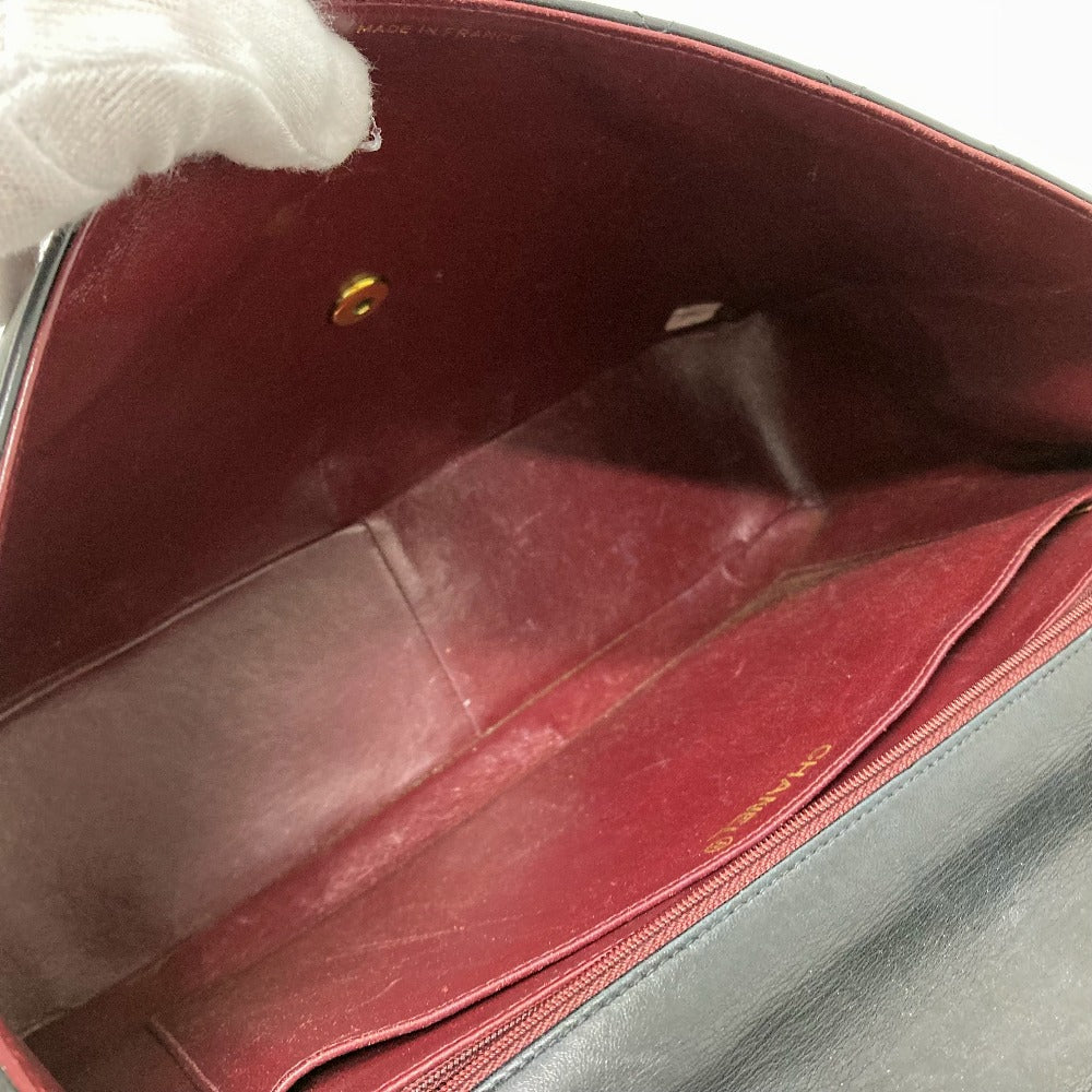 CHANEL A01094 CC Coco Mark Deca Matelasse 34 Double Chain Shoulder Bag in Lambskin, Black