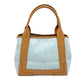 BALENCIAGA 339933 Logo Print Navy Cabas S Handbag/Tote Bag in Leather/Canvas, Light Blue