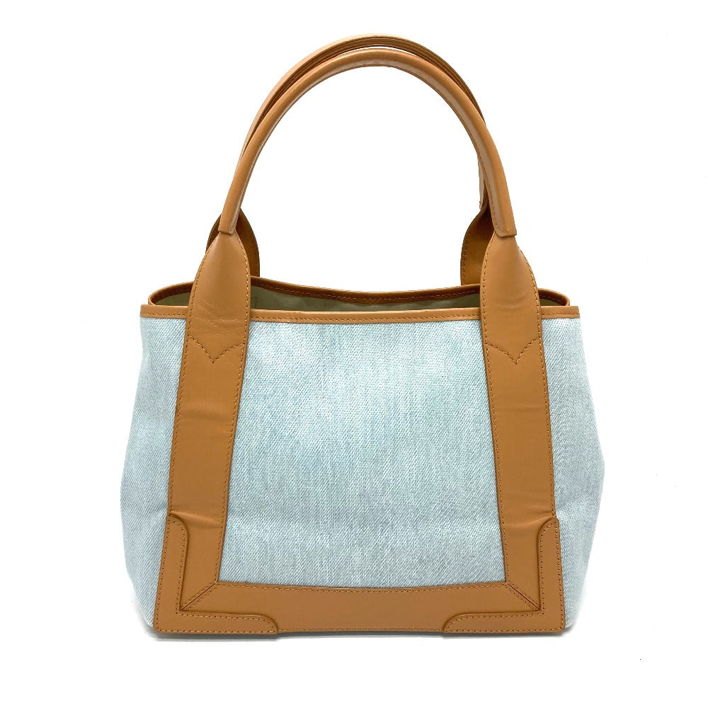 BALENCIAGA 339933 Logo Print Navy Cabas S Handbag/Tote Bag in Leather/Canvas, Light Blue