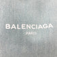 BALENCIAGA 339933 Logo Print Navy Cabas S Handbag/Tote Bag in Leather/Canvas, Light Blue