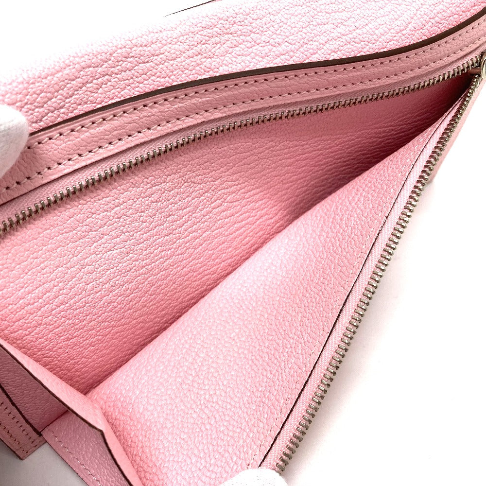 HERMES H hardware, Bearn soufflet, gusseted, bi-fold long wallet, long wallet with silver hardware, Chevre Mysore, women's, rose cherry blossom, pink