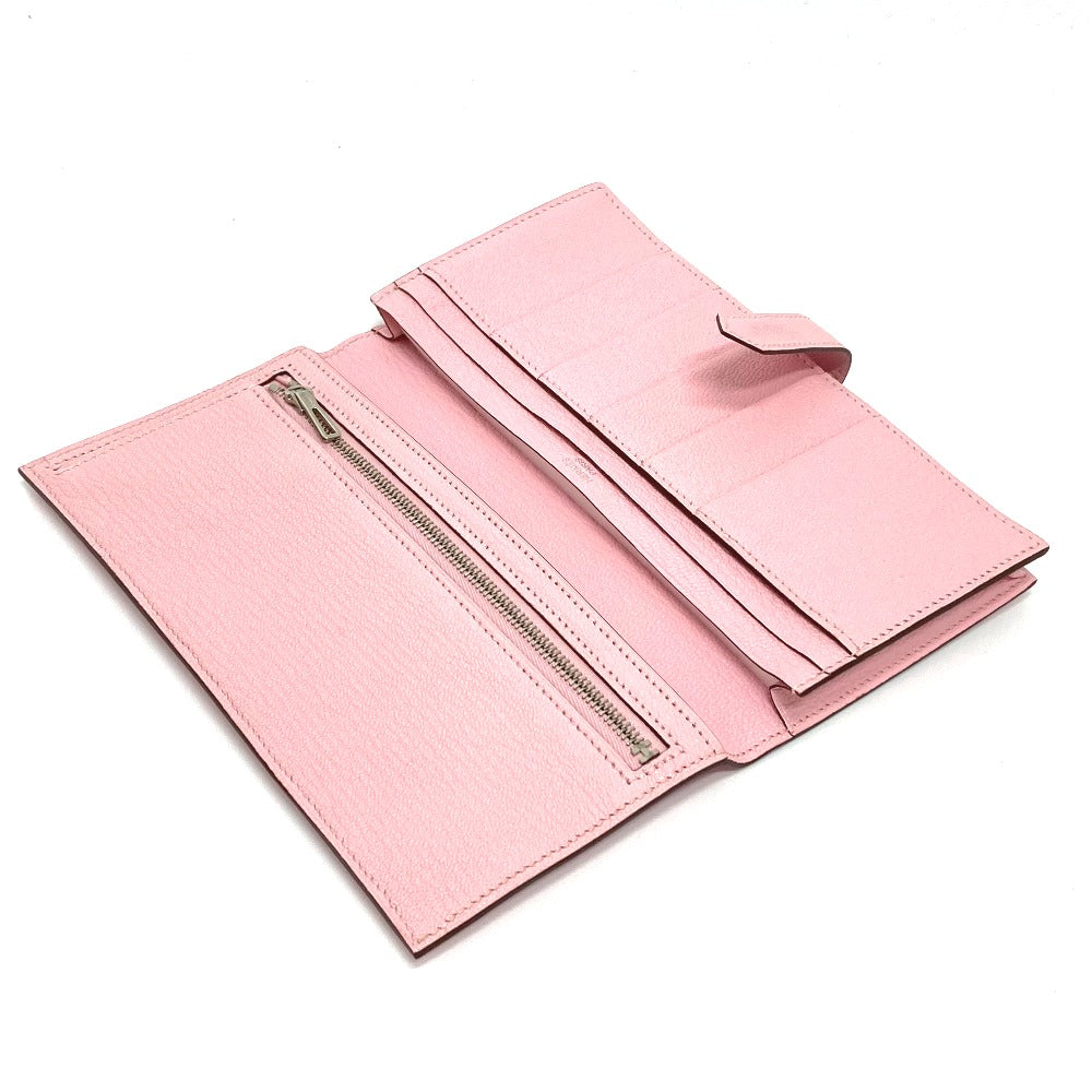 HERMES H hardware, Bearn soufflet, gusseted, bi-fold long wallet, long wallet with silver hardware, Chevre Mysore, women's, rose cherry blossom, pink