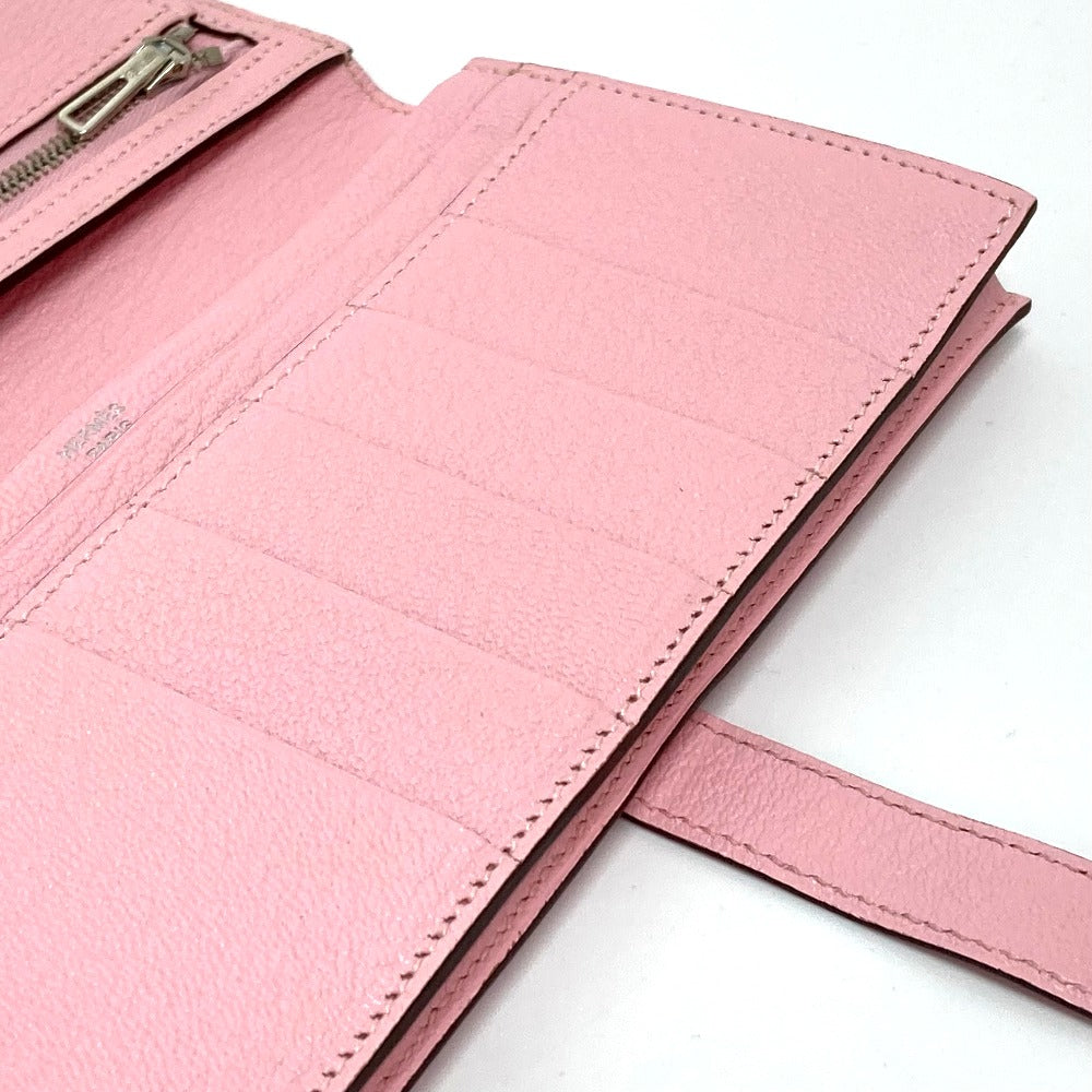 HERMES H hardware, Bearn soufflet, gusseted, bi-fold long wallet, long wallet with silver hardware, Chevre Mysore, women's, rose cherry blossom, pink