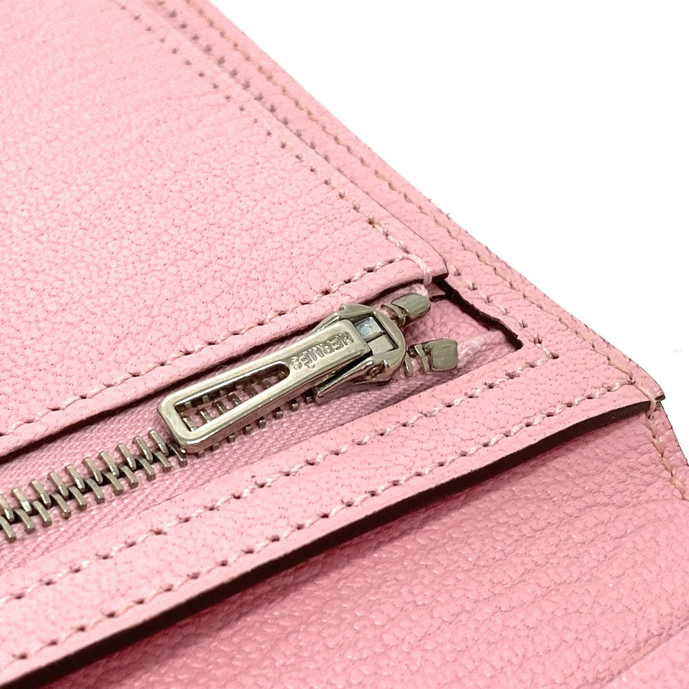 HERMES H hardware, Bearn soufflet, gusseted, bi-fold long wallet, long wallet with silver hardware, Chevre Mysore, women's, rose cherry blossom, pink