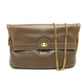 CELINE Vintage Chain Clutch Shoulder Bag with Logo Hardware, Brown Leather, for Women