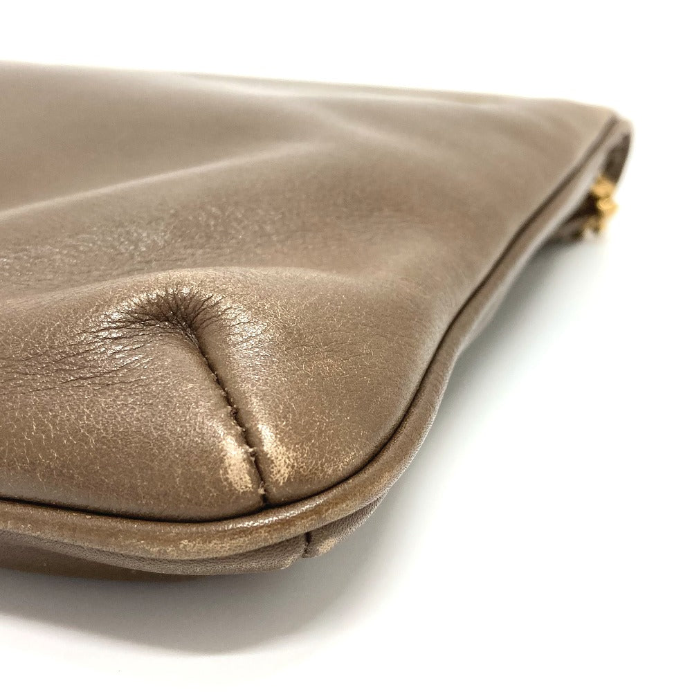 CELINE Vintage Chain Clutch Shoulder Bag with Logo Hardware, Brown Leather, for Women