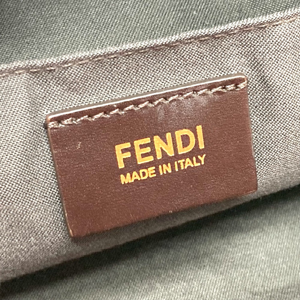 FENDI 8BN251 Pecan Boston Bag/Handbag in Leather/Canvas, Brown and Purple