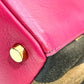 FENDI 8BN251 Pecan Boston Bag/Handbag in Leather/Canvas, Brown and Purple
