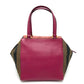 FENDI 8BN251 Pecan Boston Bag/Handbag in Leather/Canvas, Brown and Purple