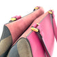 FENDI 8BN251 Pecan Boston Bag/Handbag in Leather/Canvas, Brown and Purple