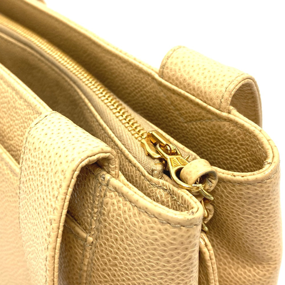 CHANEL ロゴ  カバン ショルダーバッグ 肩掛け ファッション小物 トートバッグ キャビアスキン レディース ベージュ - brandshop-reference