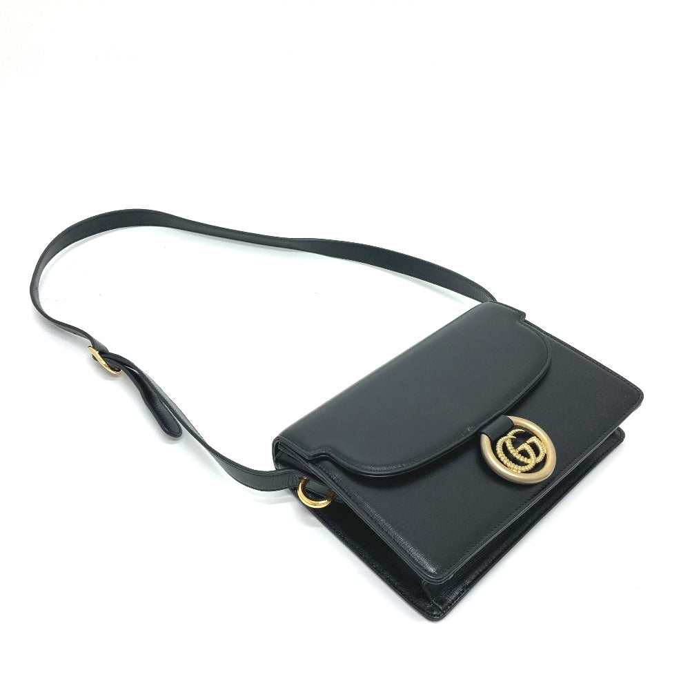 GUCCI 589474 GGマーモント フラップ カバン 肩掛け 斜め掛け バッグ ショルダーバッグ カーフレザー レディース ブラック