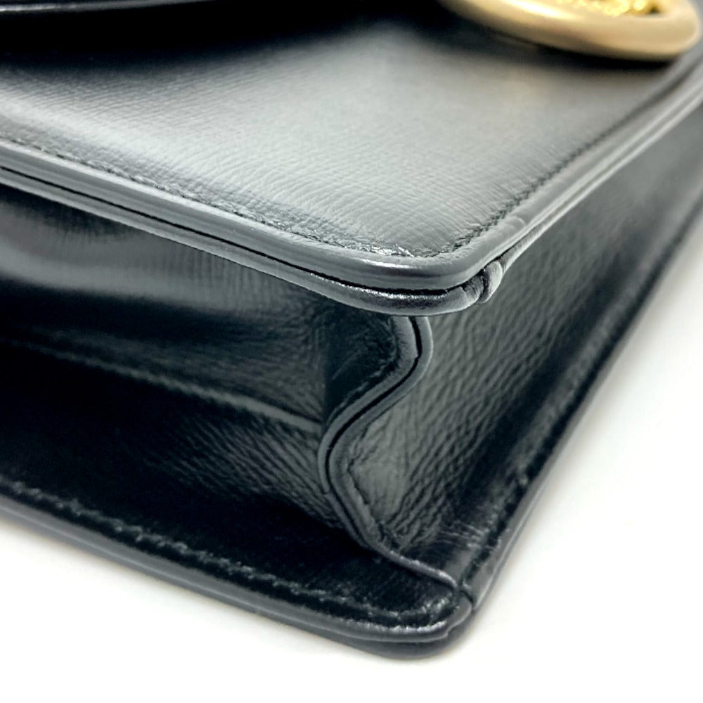 GUCCI 589474 GGマーモント フラップ カバン 肩掛け 斜め掛け バッグ ショルダーバッグ カーフレザー レディース ブラック