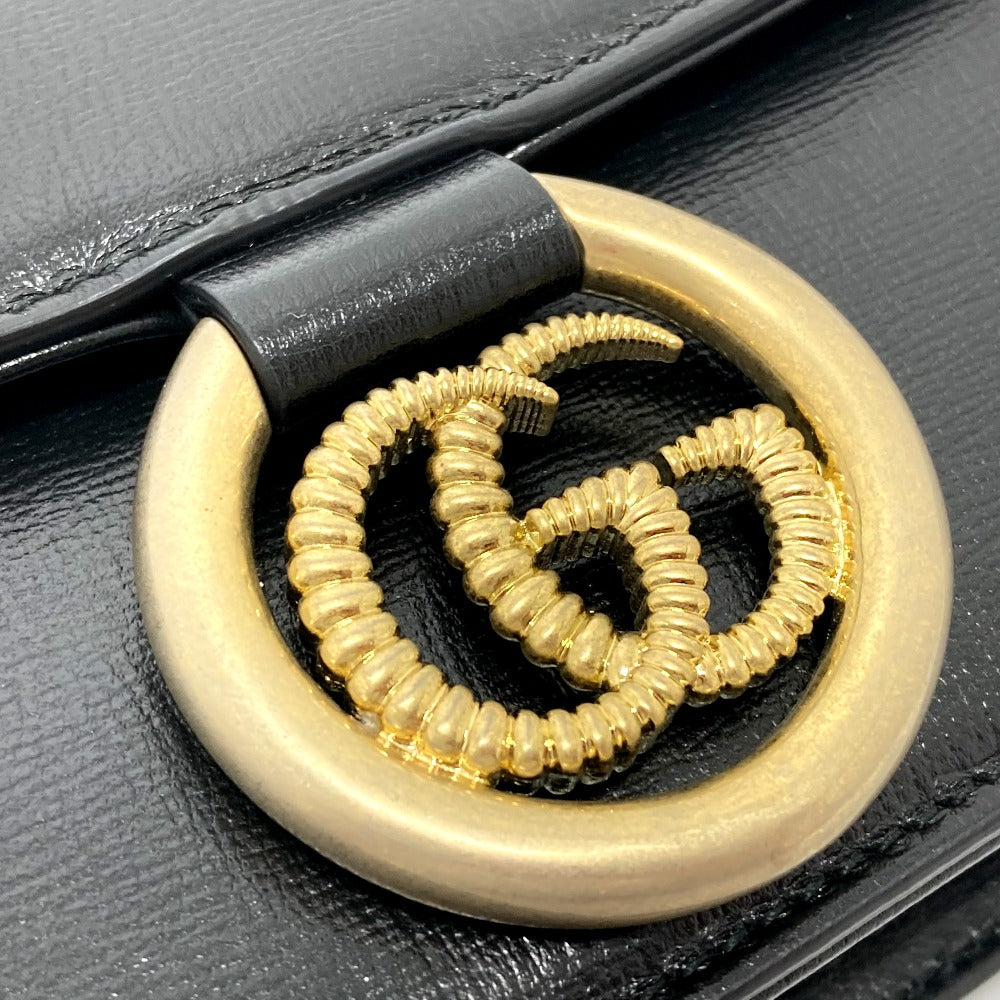GUCCI 589474 GGマーモント フラップ カバン 肩掛け 斜め掛け バッグ ショルダーバッグ カーフレザー レディース ブラック