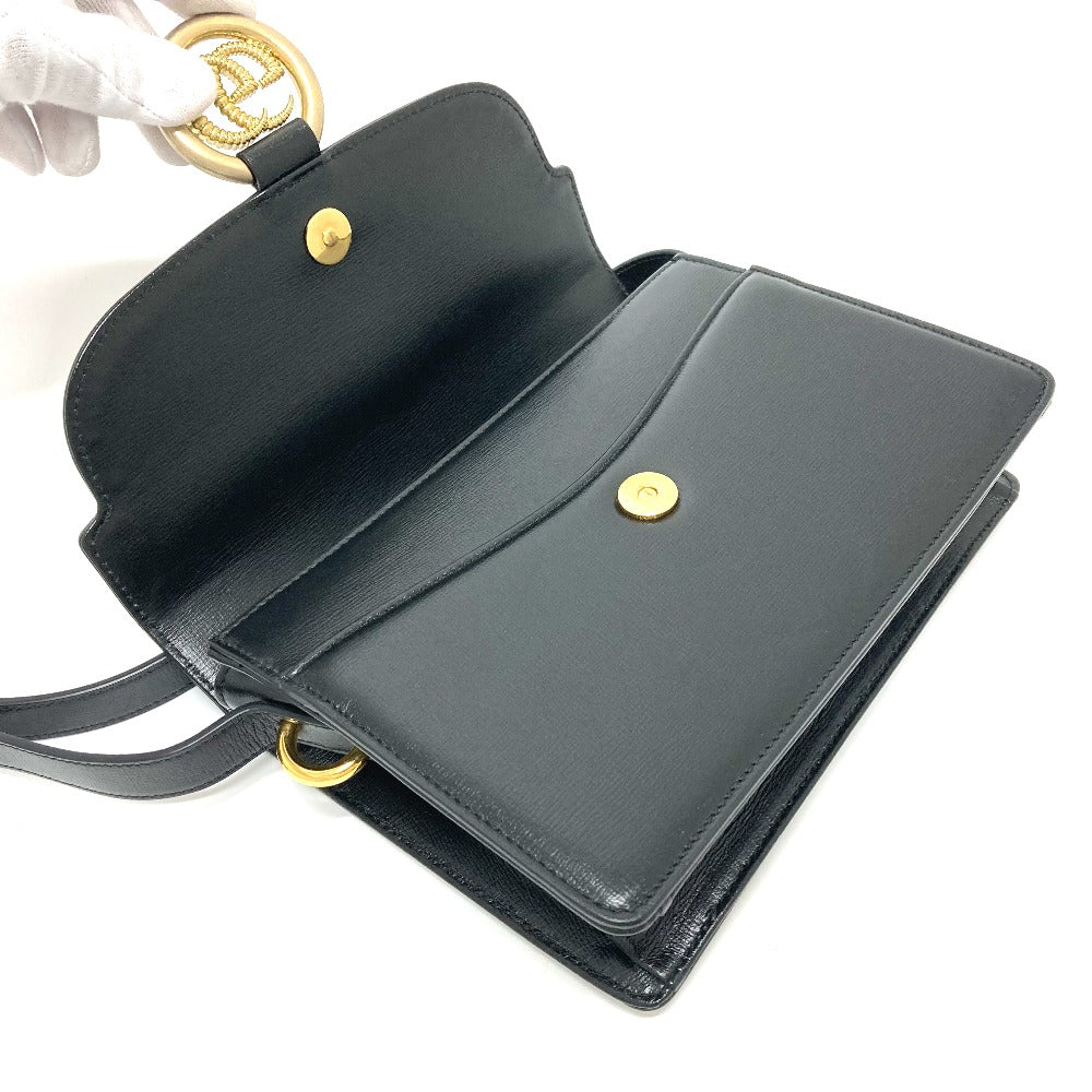 GUCCI 589474 GGマーモント フラップ カバン 肩掛け 斜め掛け バッグ ショルダーバッグ カーフレザー レディース ブラック