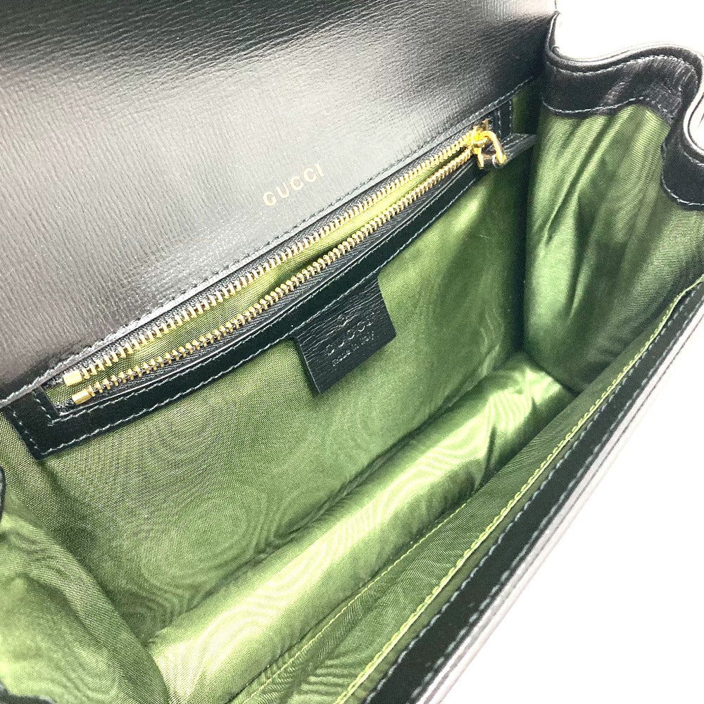 GUCCI 589474 GGマーモント フラップ カバン 肩掛け 斜め掛け バッグ ショルダーバッグ カーフレザー レディース ブラック