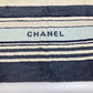 CHANEL ボーダー バスタオル 雑貨 日用品 インテリア ビーチタオル タオル コットン ユニセックス アイボリー×ブルー系