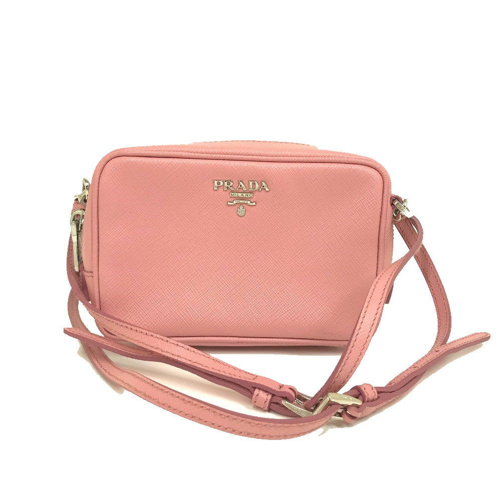 PRADA 1NF674 ロゴ ショルダーポーチ カバン セカンドバッグ ショルダーバッグ サフィアーノレザー レディース PETALO 1 ピンク
