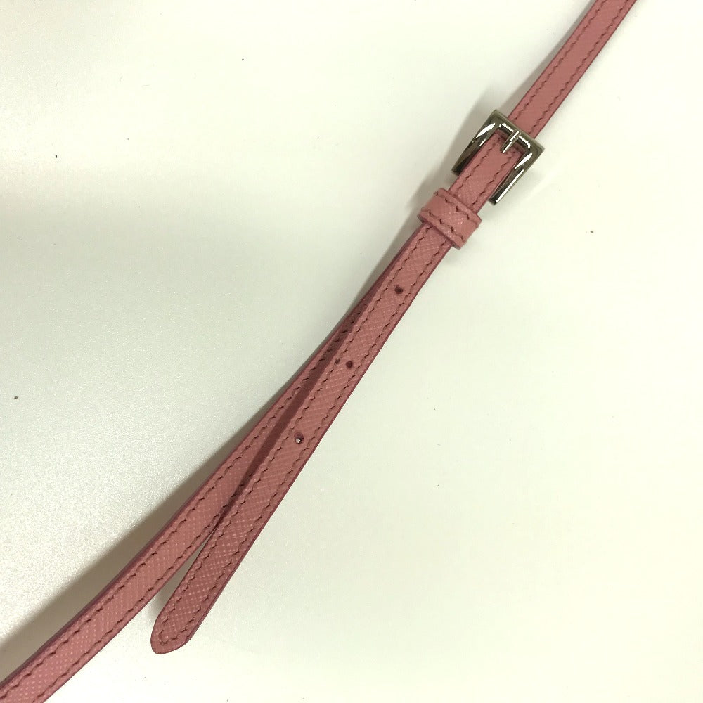 PRADA 1NF674 ロゴ ショルダーポーチ カバン セカンドバッグ ショルダーバッグ サフィアーノレザー レディース PETALO 1 ピンク